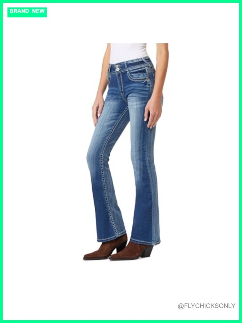 High Rise Flare Jeans Insta Stretch Curvy Fit 5-Pocket Denim
